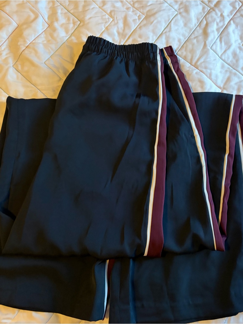 H&M Navy Track Pants with Side Stripe Size Small